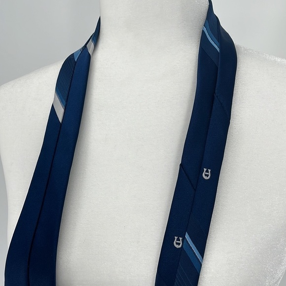 Vintage Etienne Aigner Embroidered Tie Blue - Picture 9 of 10